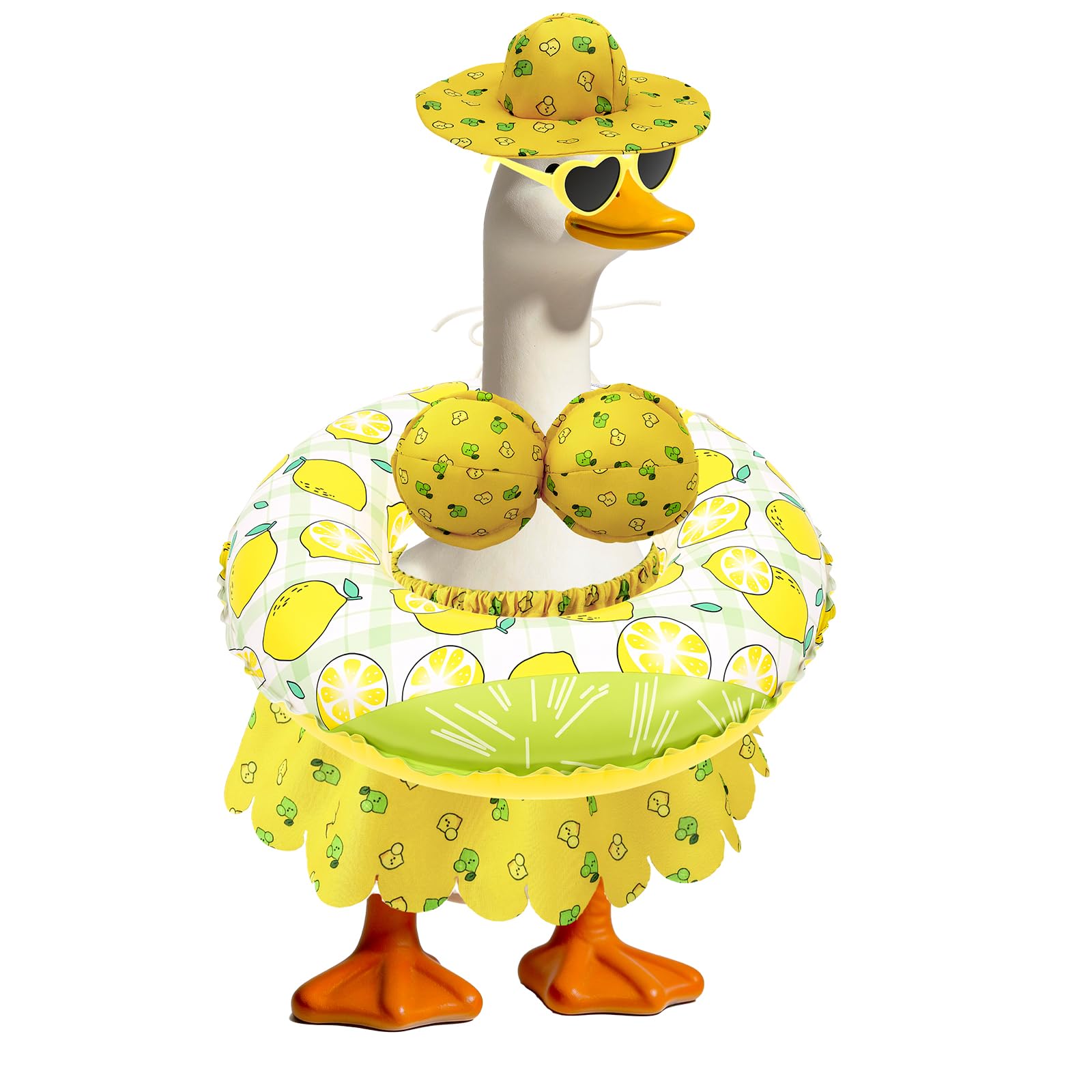 YUNYOUC Summer Porch Goose Outfit 23 Inch Yard Goose Bikini Clothes Set with Swimwear Swim Ring Sunglasses Hawaiian Style Lawn Garden Outdoor Accessories (Statue Not Included)(Style 5)