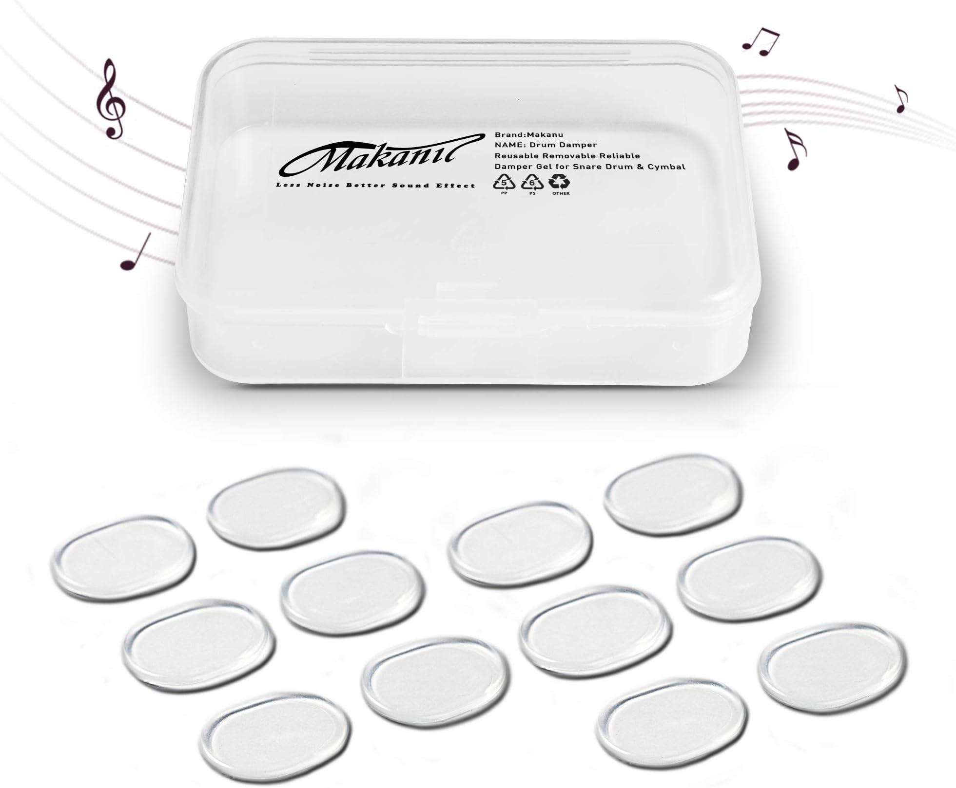 makanu Drum Dampeners 12 Pieces clear damper gel pads Non-toxic soft drum damper Tone Control for your drum