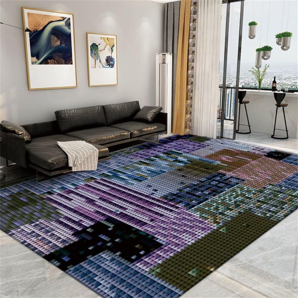Tapis de porte d'entrée extérieur anti-saleté 120x160cm vert moderne bleu violet voiture