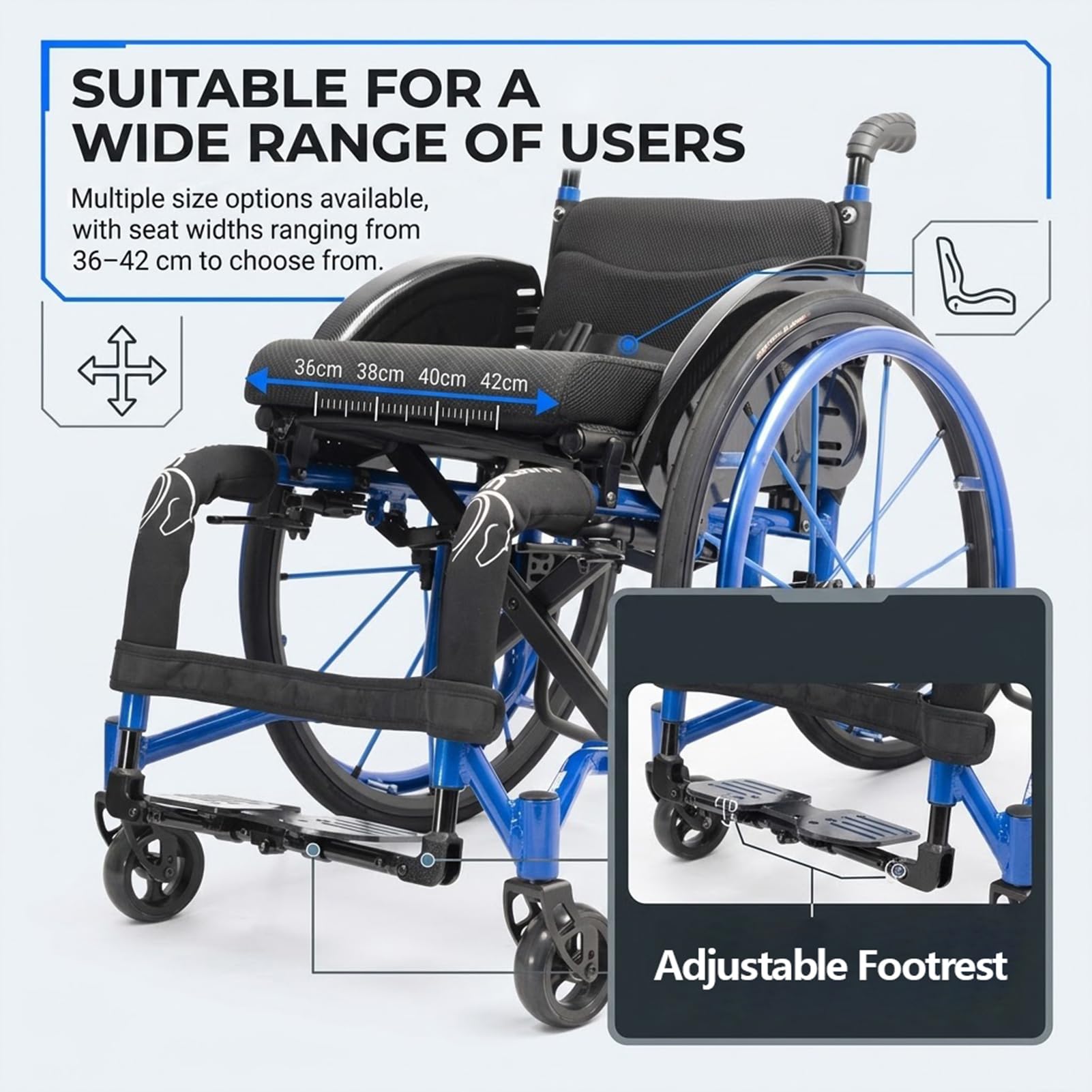 Silla de Ruedas Ligera 11kg, Plegable de Aluminio para Viaje y Exterior (Purple,42)
