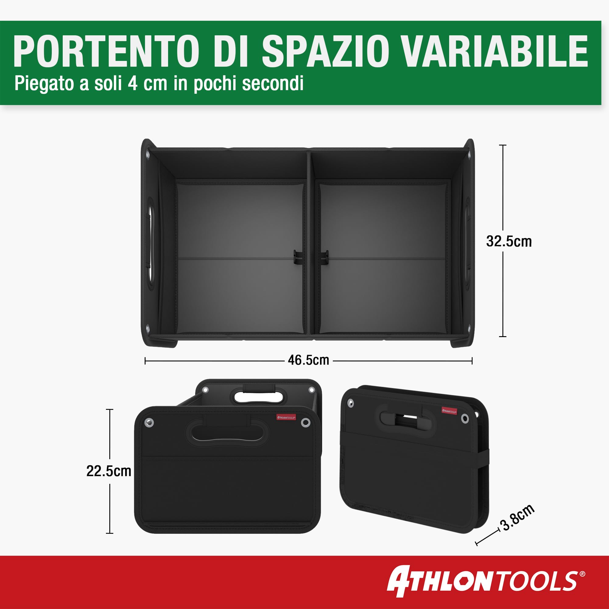 Organizer Bagagliaio Auto Pieghevole &ndash; Con Scomparti E Tasche, Materiale Resistente, Antiscivolo, Per Viaggi E Campeggio