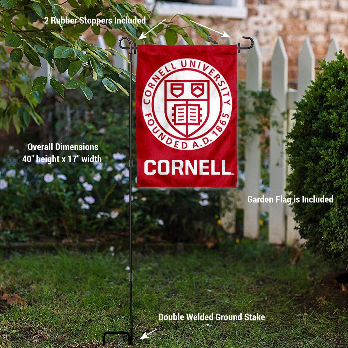 Cornell Big Red Insignia Garden Flag – 13x18 Inch Double Sided Polyester, Officially Licensed NCAA Team Flag For Yard Or Home