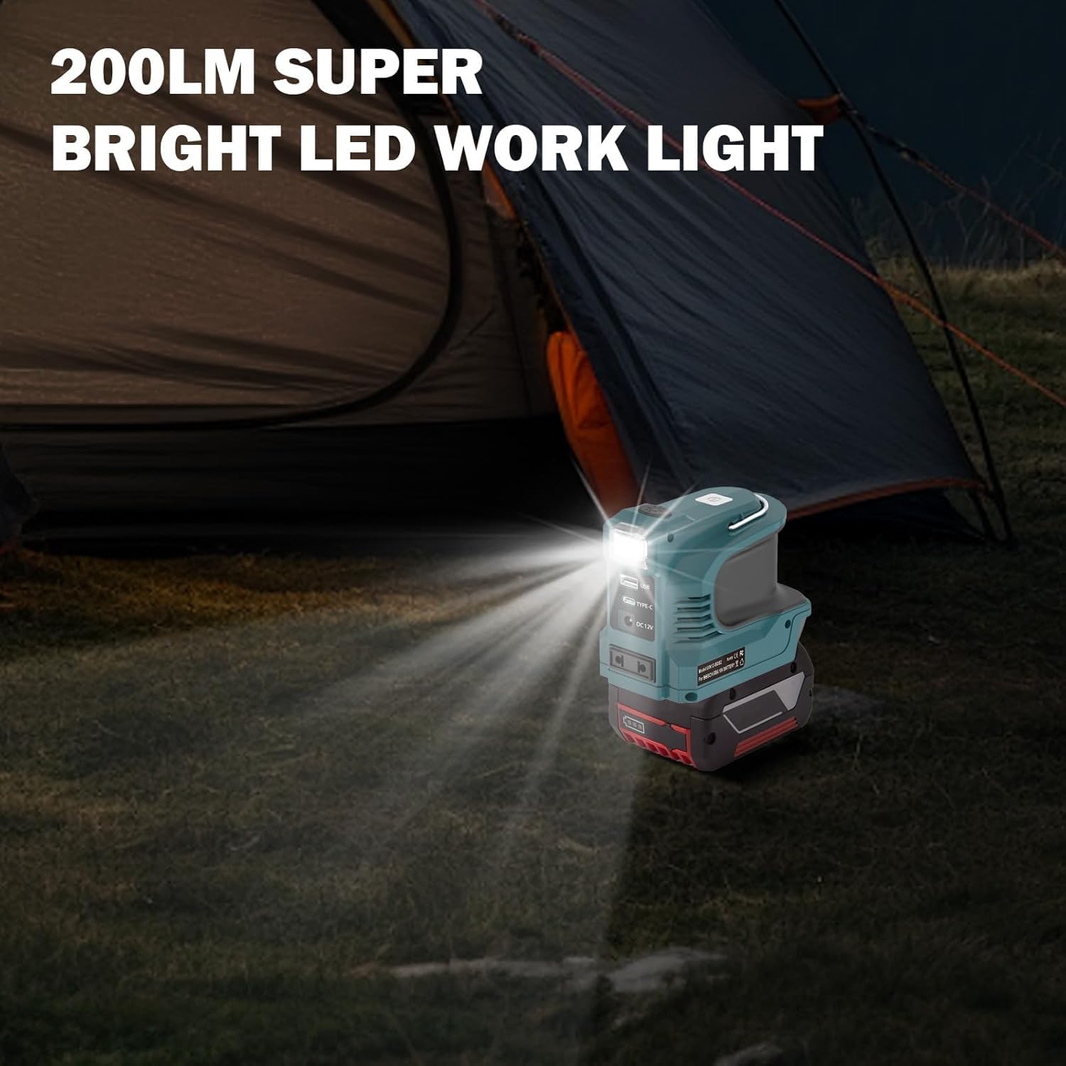 Onduleur pour batterie Bosch GBA 18 V, DC 18 V vers AC 220 V, adaptateur convertisseur de tension avec port USB de type C CC 12 V et lampe LED, générateur de secours pour camping