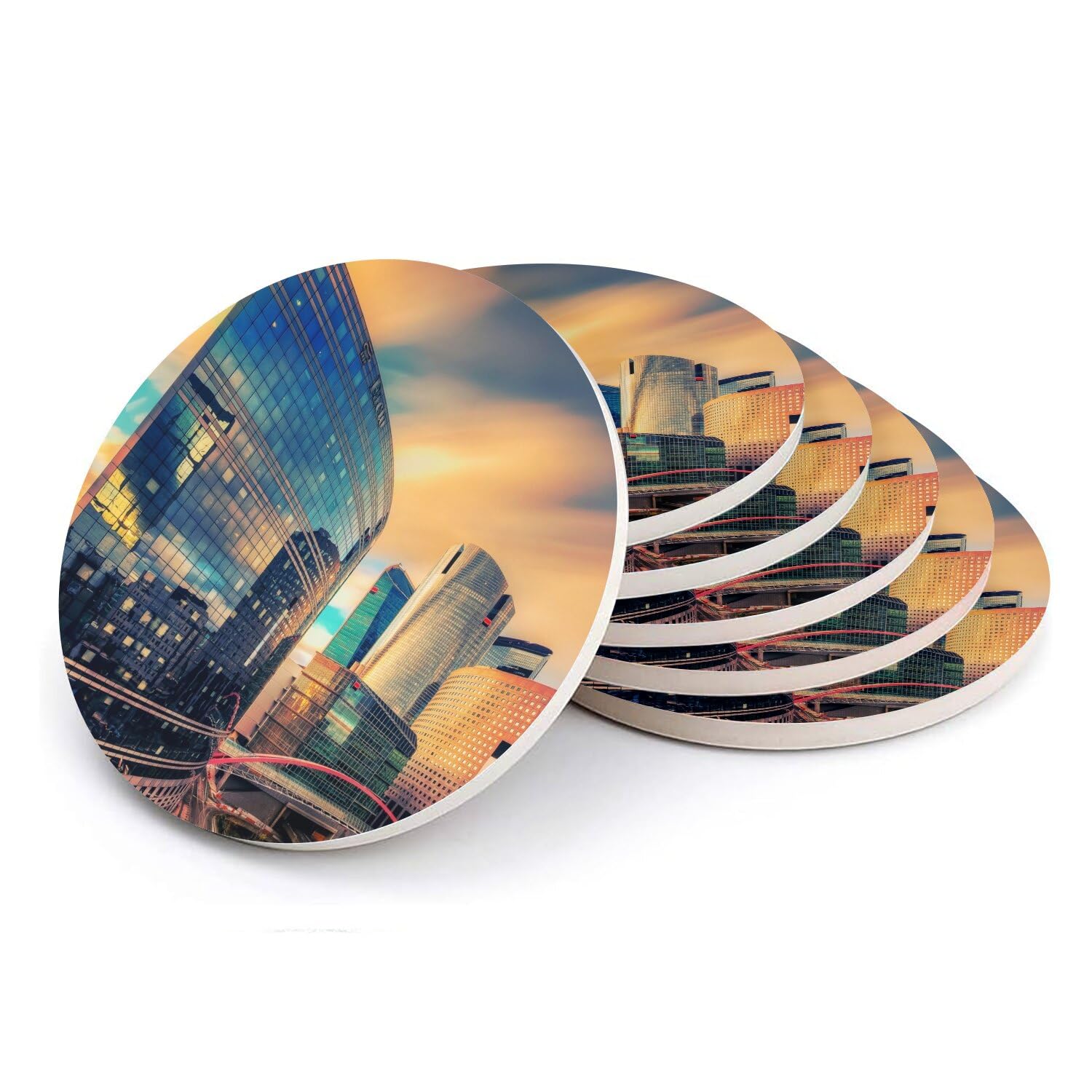 Sous-verre ronds céramique Paris cadeau architecture 6x