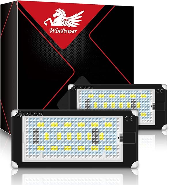 WinPower wolne od błędów oświetlenie tablicy rejestracyjnej LED lampy montażowe 6000K zimna biała żarówka E46 (2 drzwi) 1998-2003, 1 para