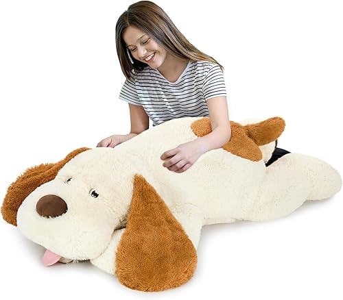 Miniatura 11 de MorisMos Animales de Perro de Peluche Gigantes, Perros de Peluche Grandes de 51 pulgadas, Almohada de Cachorro Grande y Suave para Niños, Niñas,