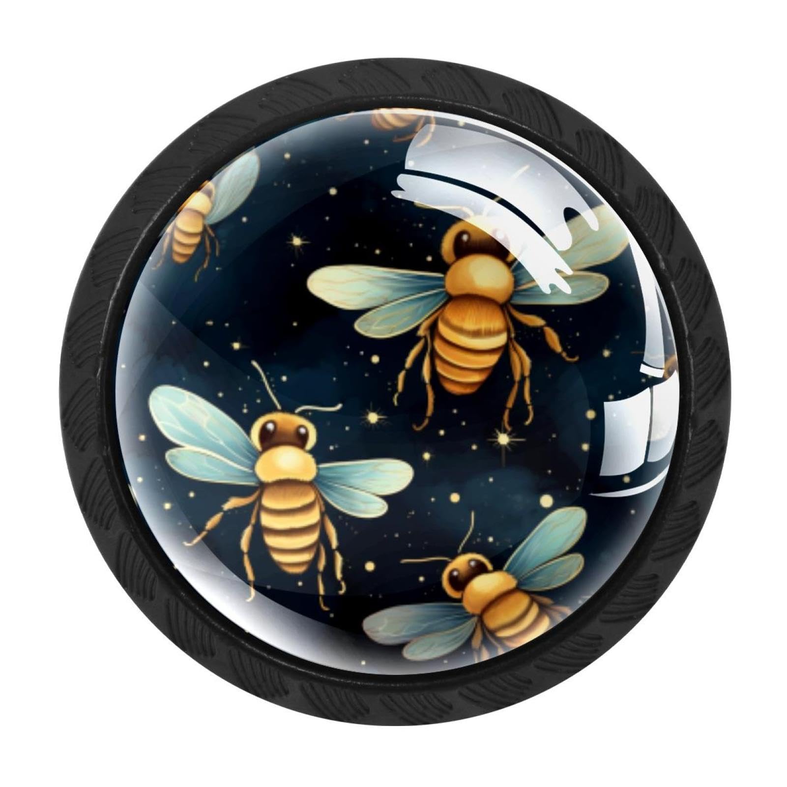 Chenzzzz Multicolored 07 4 Pack Cabinet Handles Black Starry Bee Cabinet Knobs Draw