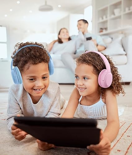 Miniatura 63 de Auriculares para niños con cable, auriculares sobre la oreja para niños con micrófono, límite de volumen de 85/94 dB, auriculares para niños y niñas