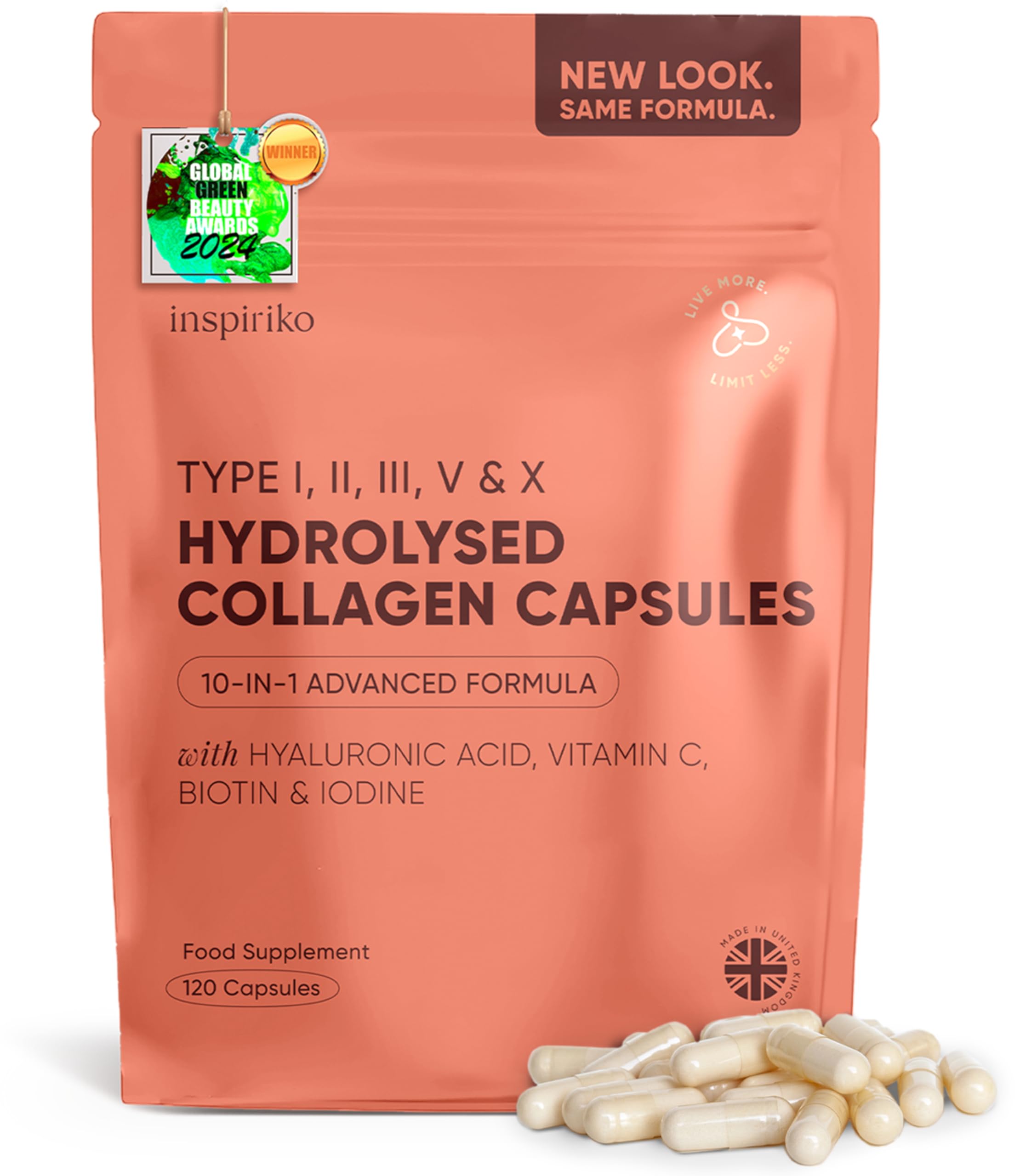 Multi Collagen Supplements for Women - Type I, II, III, V & X - 2000mg Marine, Bovine, Egg, Cartilage Hydrolyzed Collagen Peptides with Hyaluronic Acid & 5 Vitamins