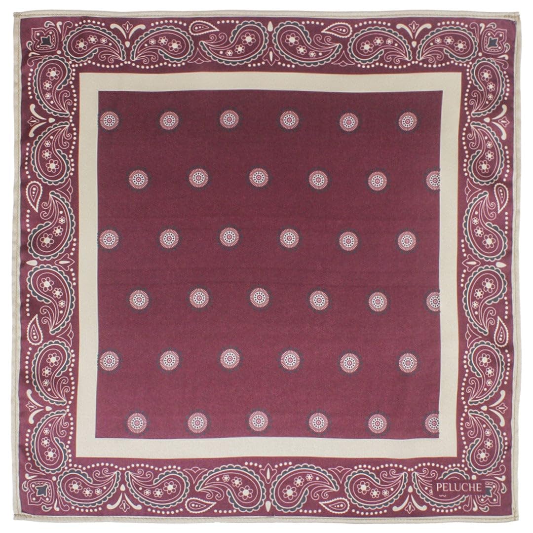 peluche Petal Fold Burgundy Pocket Square For Men-picture-0