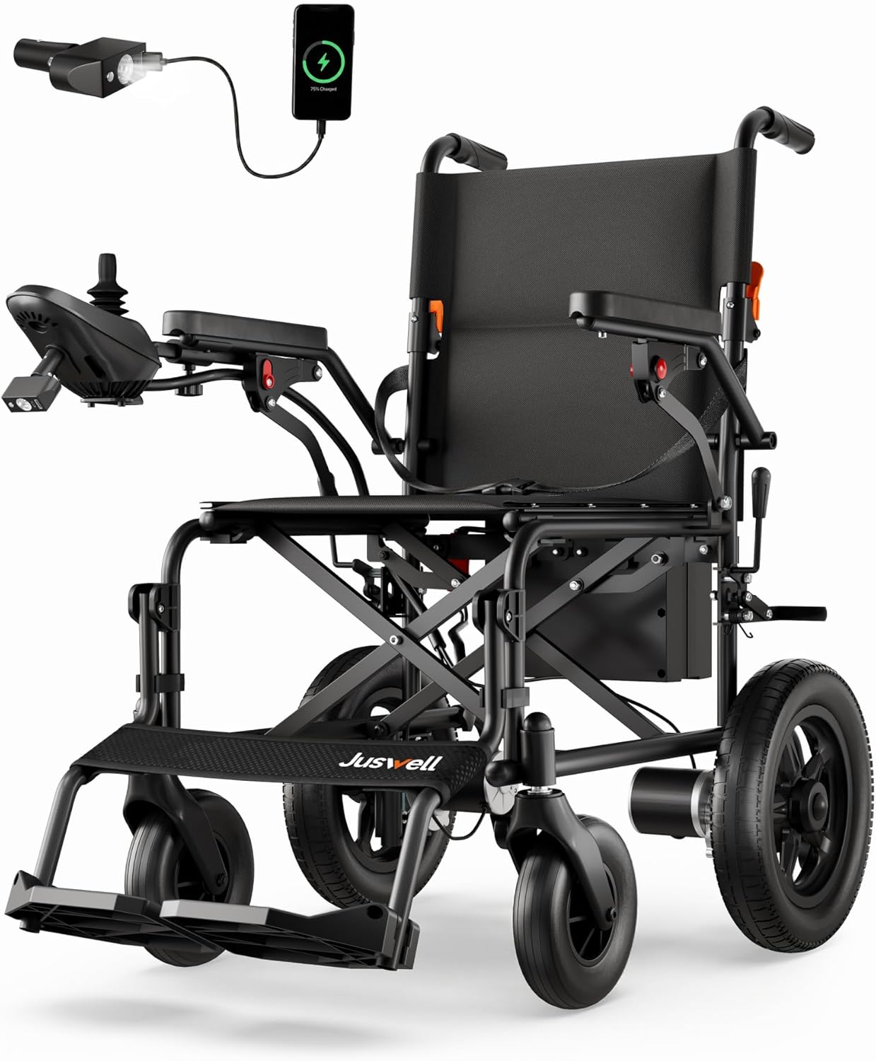 Electric Wheelchair for Adults, Foldable Motorized Wheelchair with 15 Miles Long Travel Range All Terrain Compact Portable Wheelchairs for Adults Support 350LB,18" Wider