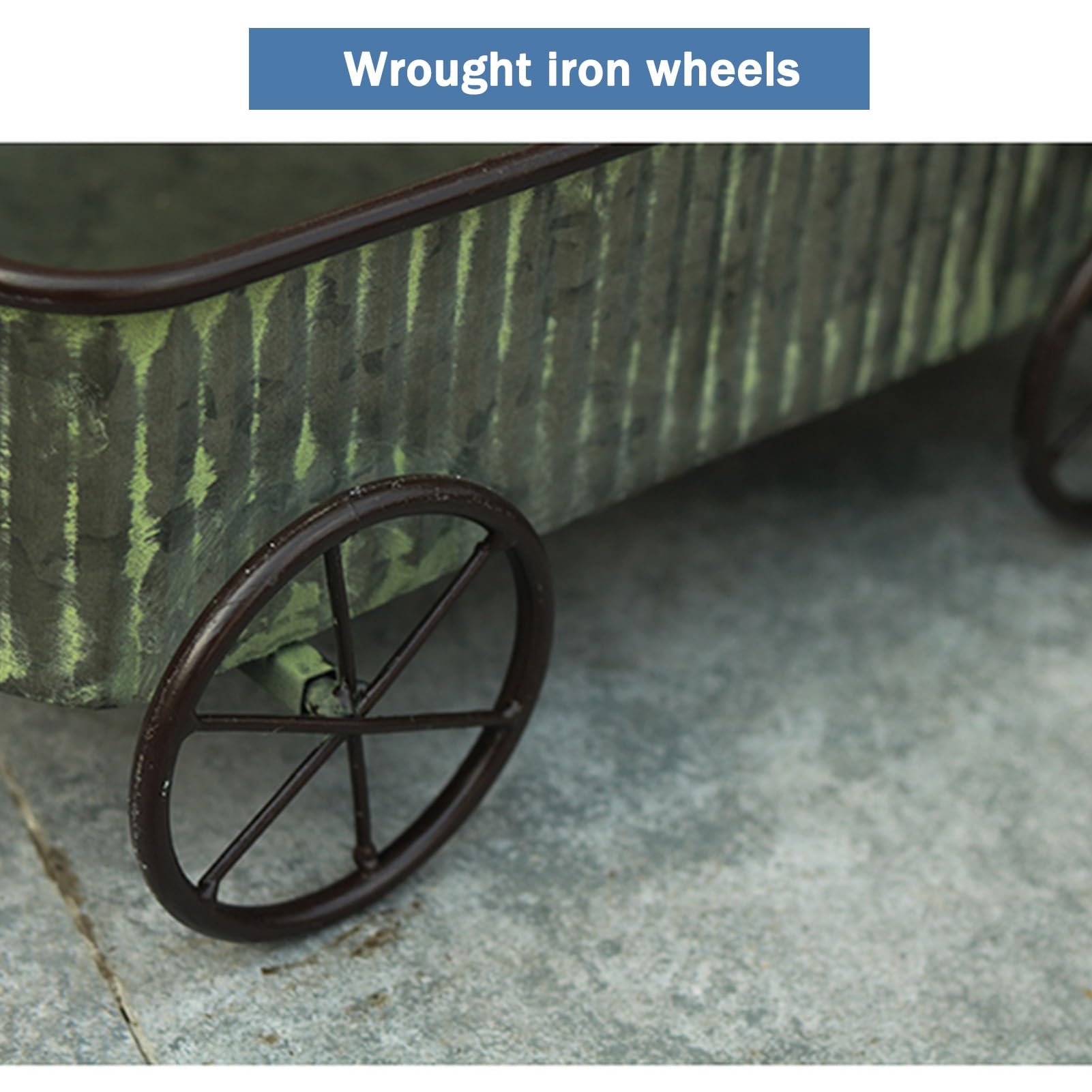 Taczka Ogrodowa, Wózek Z 4 Kołami, Metalowa Taczka, Design Retro, Nośność 15 Kg, Wózek Transportowy, Do Trawnika, Podwórza, Gospodarstwa Rolnego, Ogrodnictwa, Sadzenia