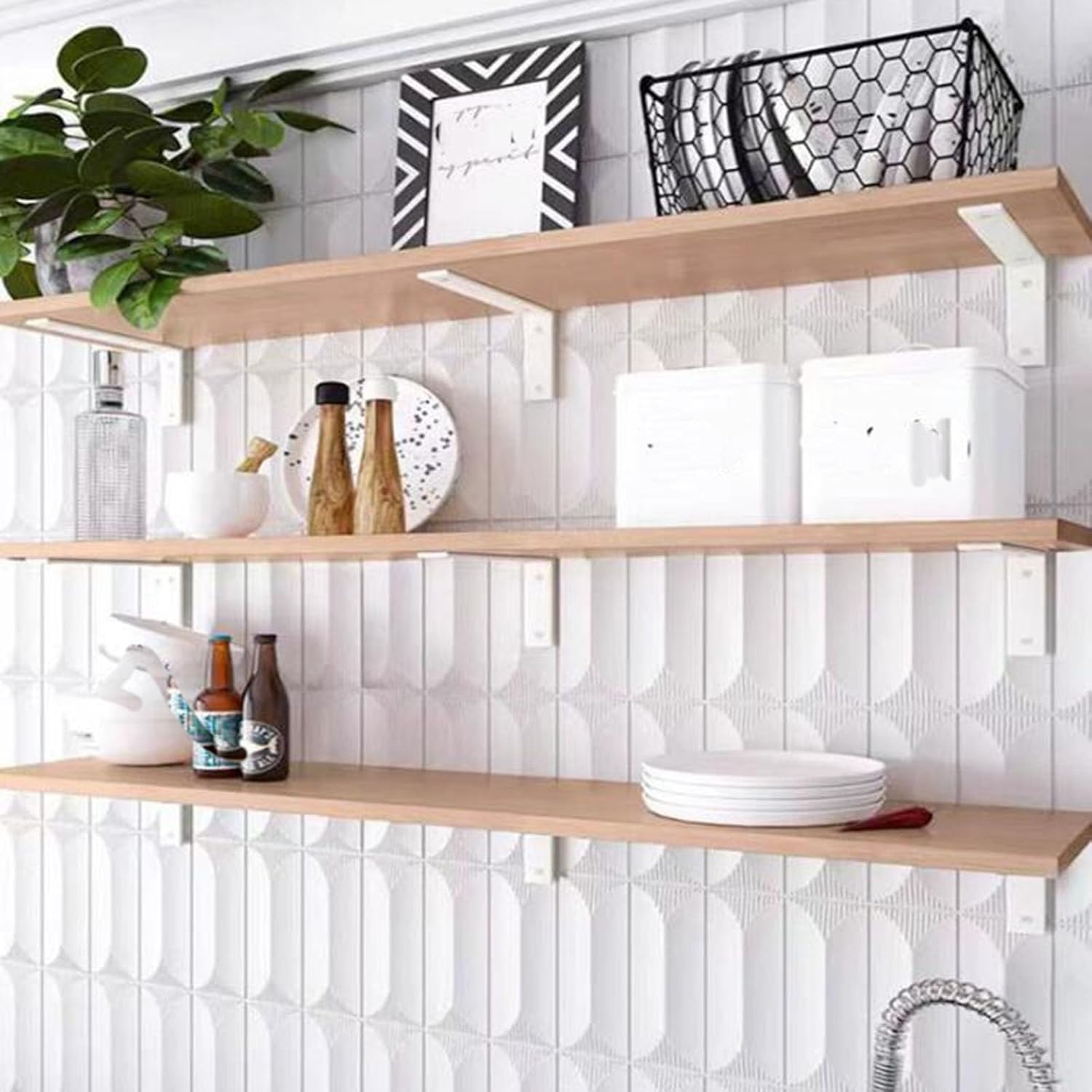 Folding Shelf Brackets,Fold Down Wall Mounted,Triangular Bracket, Wall Load-Bearing Rack, Hanging TV Cabinet Storage Board(White,250mm)