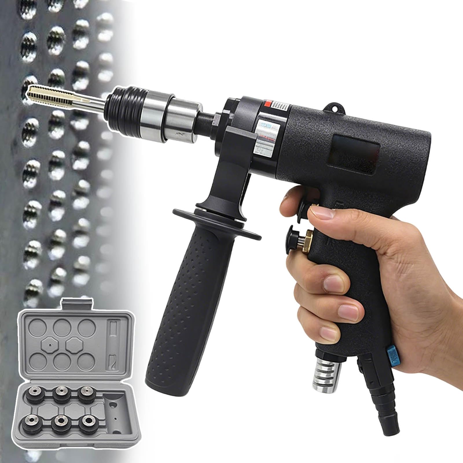 2IN1 Drill Tapper (M3-M12), Thread Tapping Tool, Adjustable Speed (850RPM)+ Rewindable, Drilling/Tapping, Forward & Reverse, Stable Chuck Locking (Prevents Slippage),Black