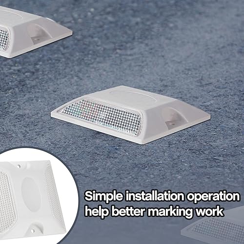 Miniatura 5 de Dunzy 30 reflectores de carretera de 4 x 4 pulgadas, marcadores de poste de asfalto y pavimento de calle, marcadores reflectantes para calzada,