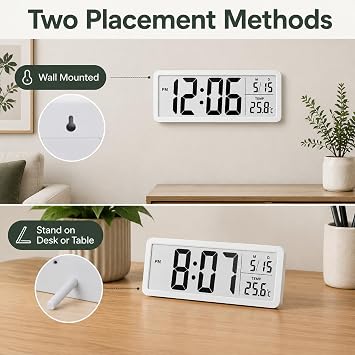 Large Digital Wall Clock, 8-Inch LCD Display with Jumbo Numbers
