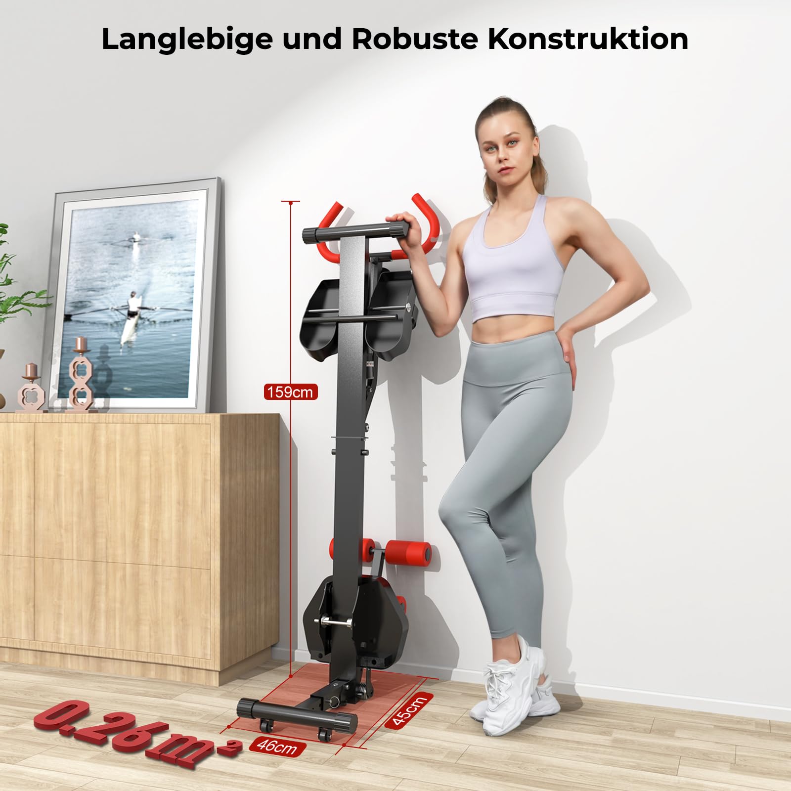 Rudergerät für Zuhause, Micyox Hydraulisches Fitness-Rudergerät mit 12 Widerstandsstufen, Multifunktionaler Rückenlehne, Micyox Heimtrainer Fahrrad Klappbar mit LCD-Display