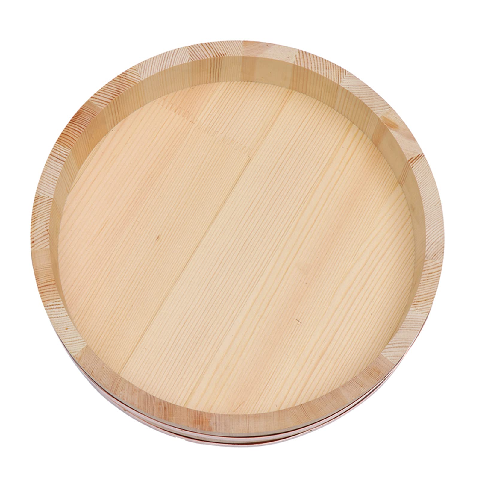 Cuenco de arroz de sushi de madera, bañera para mezclar arroz de sushi con bandas de cobre, kit de accesorios para servir sushi para cocina de restaurante de sushi, 30 cm/11,8 pulgadas (39 cm/15,3 p