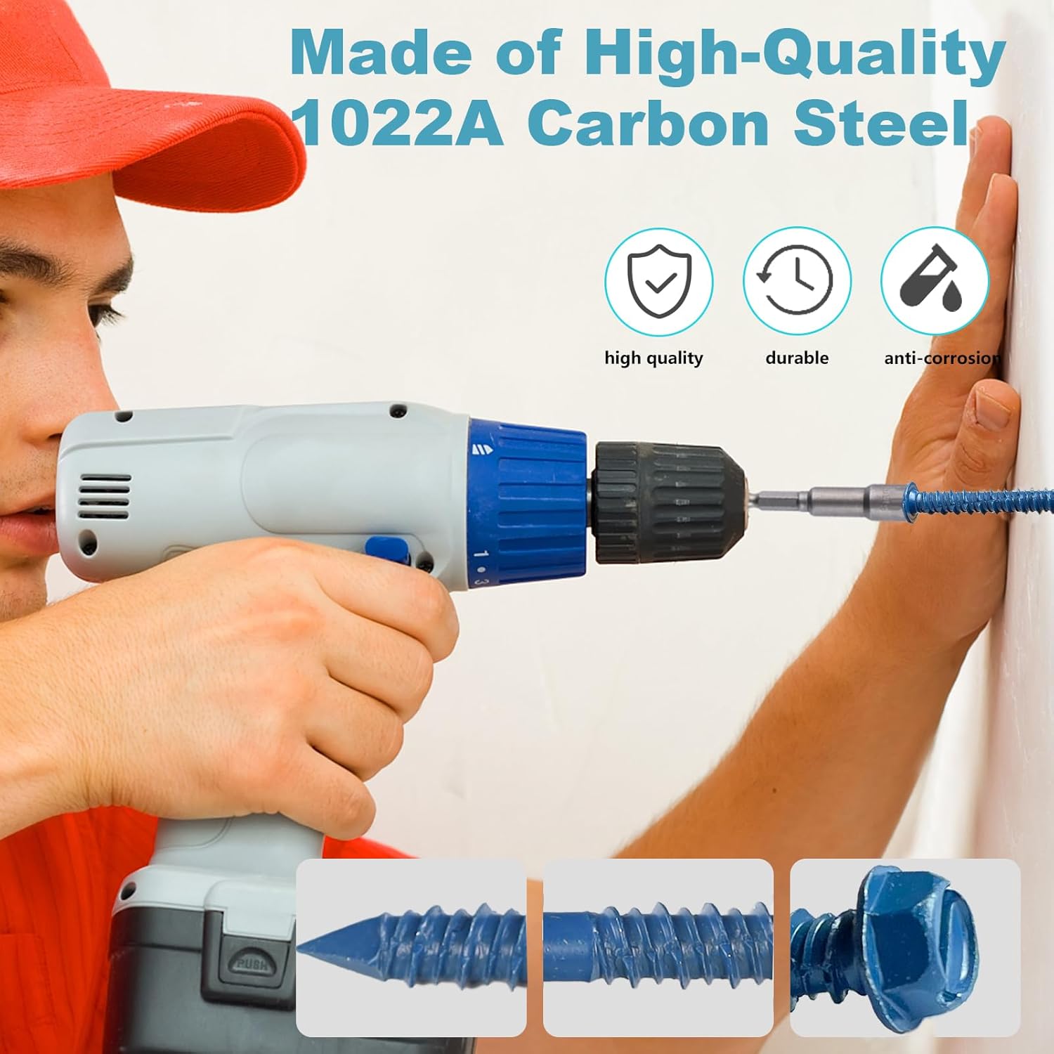 1/4 x 3-1/4" Hex Head Concrete Screw Anchor, for Anchoring to Masonry, Block or Brick (100Pcs)