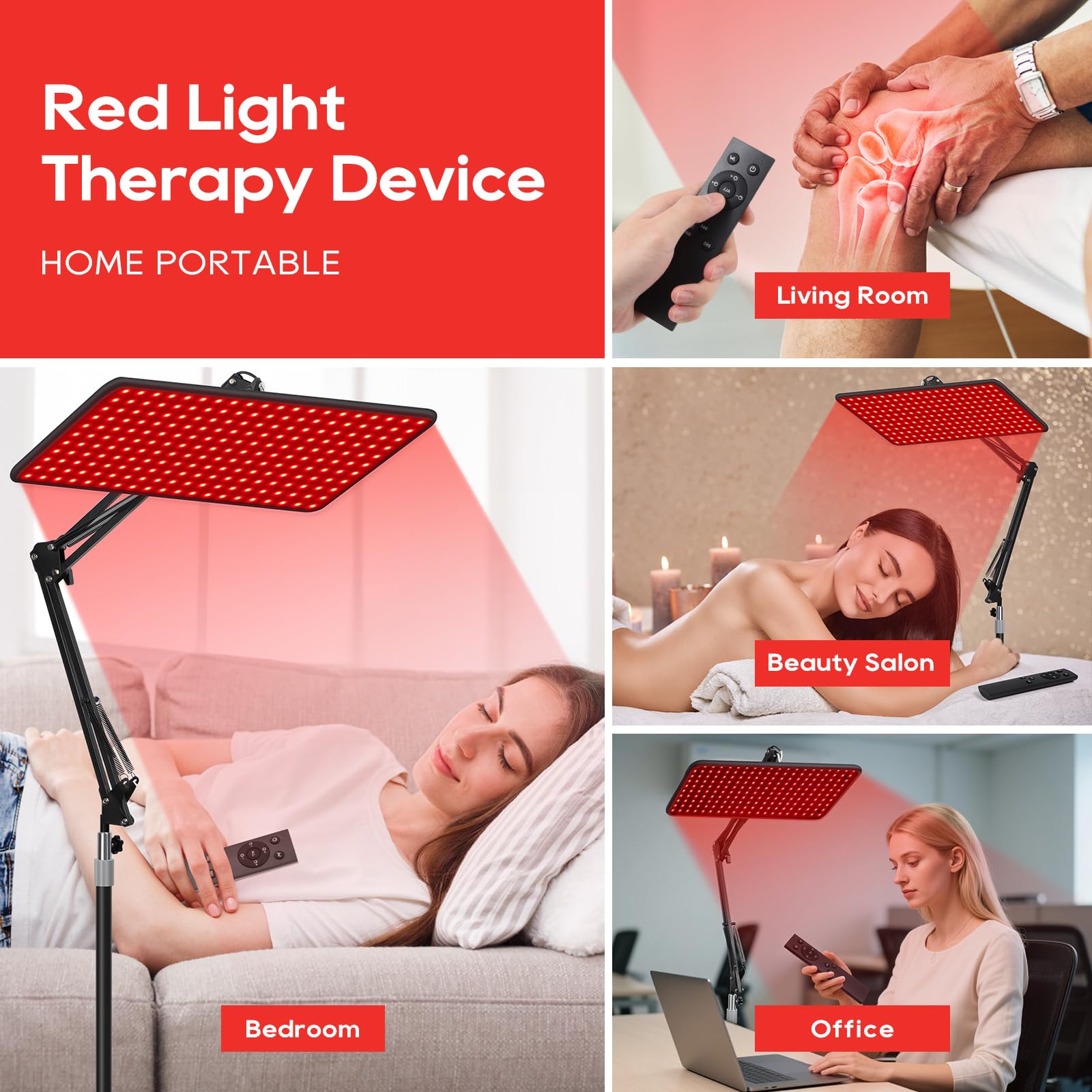 Morfone Red Light Therapy for Face and Body - Wireless Magnetic Remote, 660nm 850nm 940nm 3 in 1 Red Infrared Light Therapy Lamp with Stand with Large Panel, Therapy Device at Home, Gifts for Women