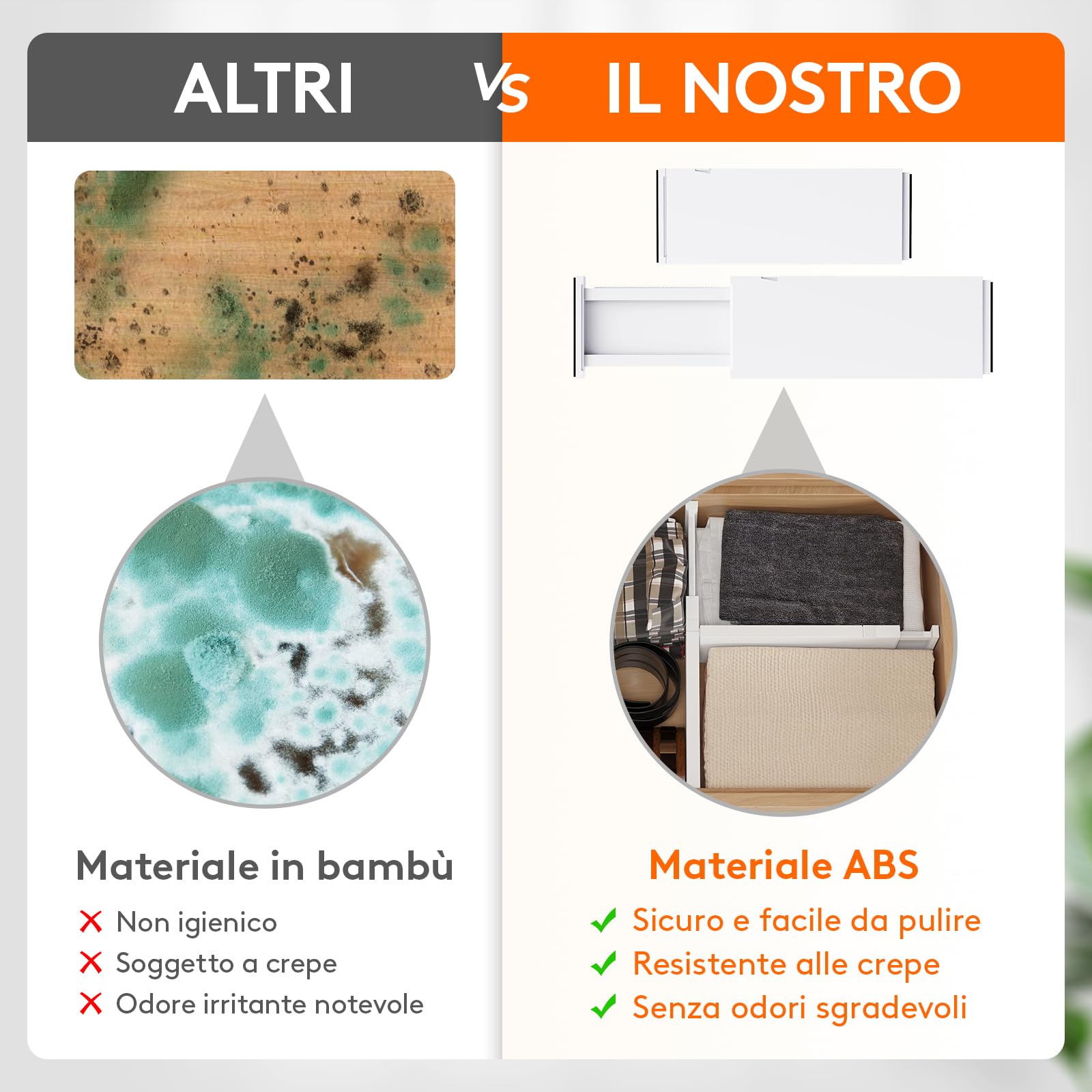 Lifewit Divisori per Cassetti in Plastica Confezione, Organizzatori per Cassetti Regolabili, Separatori per Cassetti Espandibili per Camera da Letto/Bagno/Cucina, Alti 12.7 cm, 34-50 cm, Pezzi 8