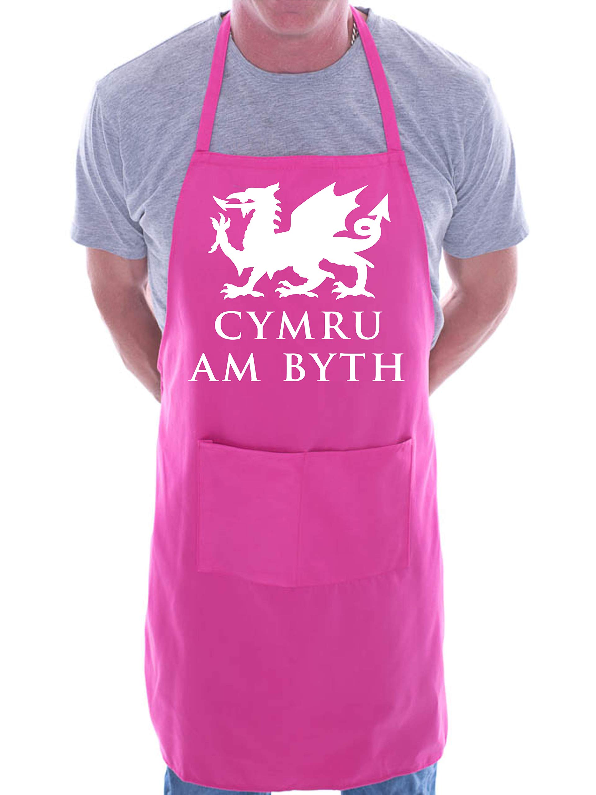 Print4U Cymru Am Byth Welsh Dragon BBQ Novelty Cooking Apron Pink