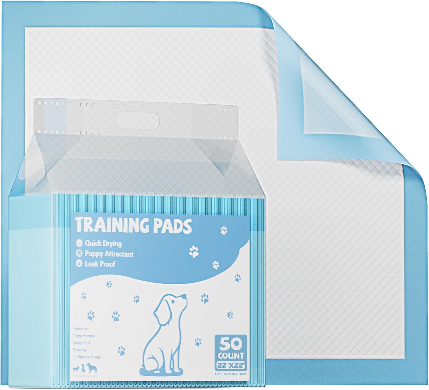 Sweetcrispy Dog Puppy Training Pee Pads - Absorbency Disposable Underpads, Leakprood and Quick Drying, Regular Size 22''x 22'' for Potty Training, Incontinence Pads, 100 Count for 1 Pack 22"x22" 100