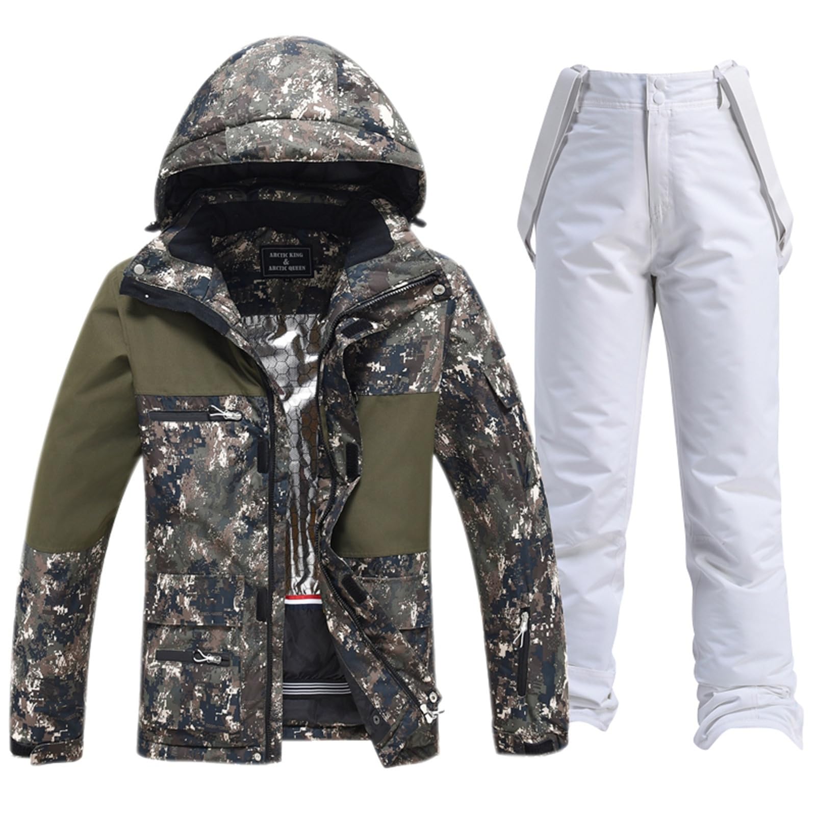 Sunnyuk Completo Sci Uomo Salopette Intera Impermeabili Completo da Sci Invernale Tuta Termico Montagna da Neve da Snowboard Elegante Curvy