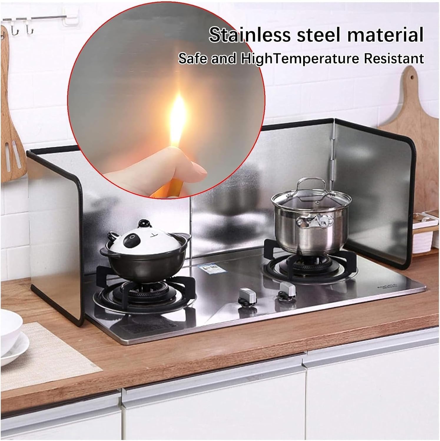 Splatter Guard for Stove Top, 4 Sided Splatter Guard, Foldable Stainless Steel Oil Splatter Screens for Frying, Nonstick Oil Stove Splash Guard, Stove Heat Insulation Board for Cooking(40x40x80cm)