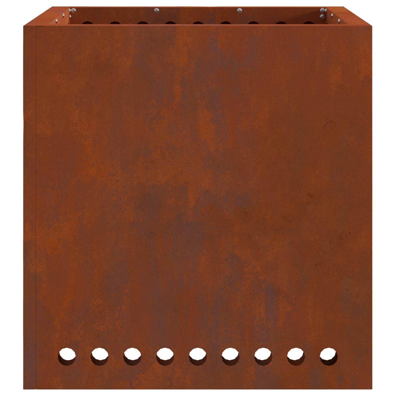 Braciere senza fumo, marrone, 48 x 48 x 50 cm, in acciaio resistente alle intemperie, quadrato, resistente alle intemperie, per terrazza, giardino, balcone, efficiente circolazione dell'aria
