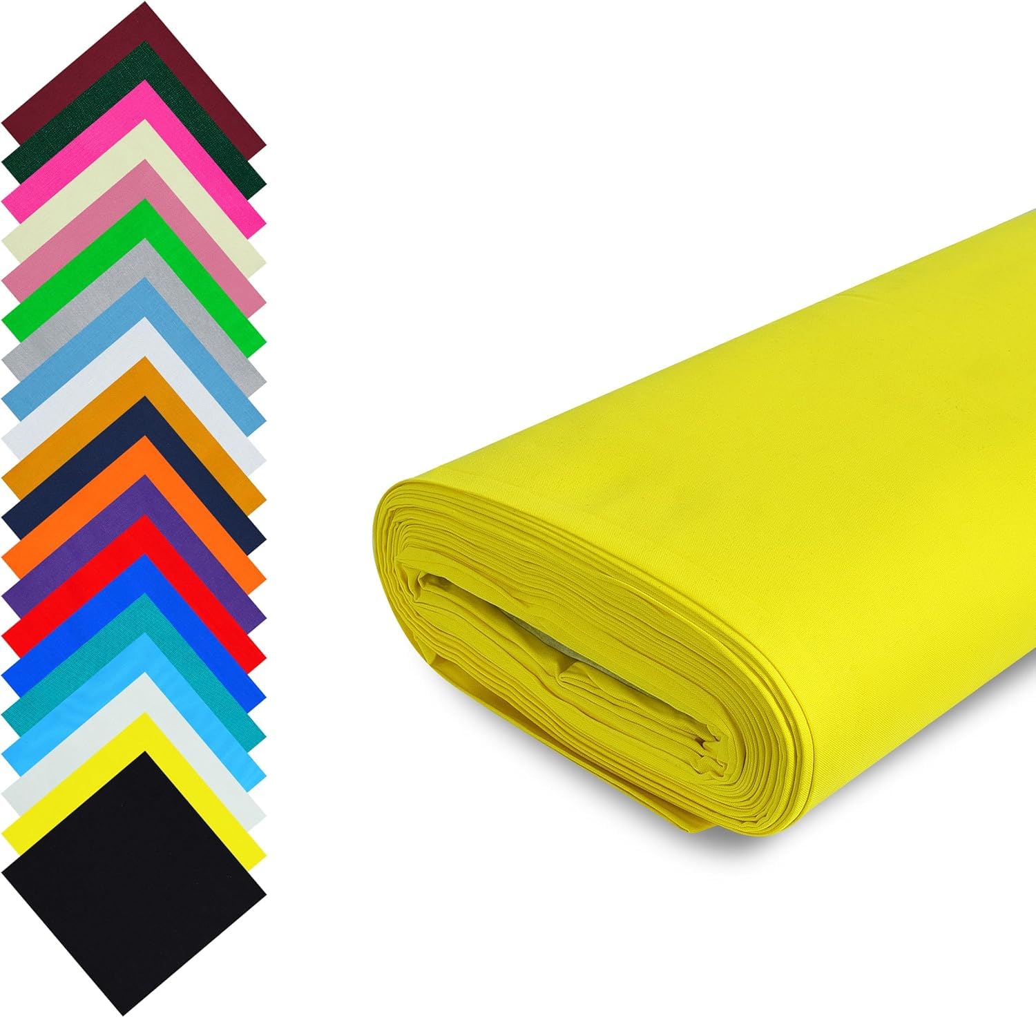 Fashion Track Yellow Fabric Cotton by The Metre UK - 58 Inches / 147.5 cm Wide - 100% Cotton Fabric Plain - 60 Square - Available in 20 Colours and 5 Sizes (5 Metre, Yellow)