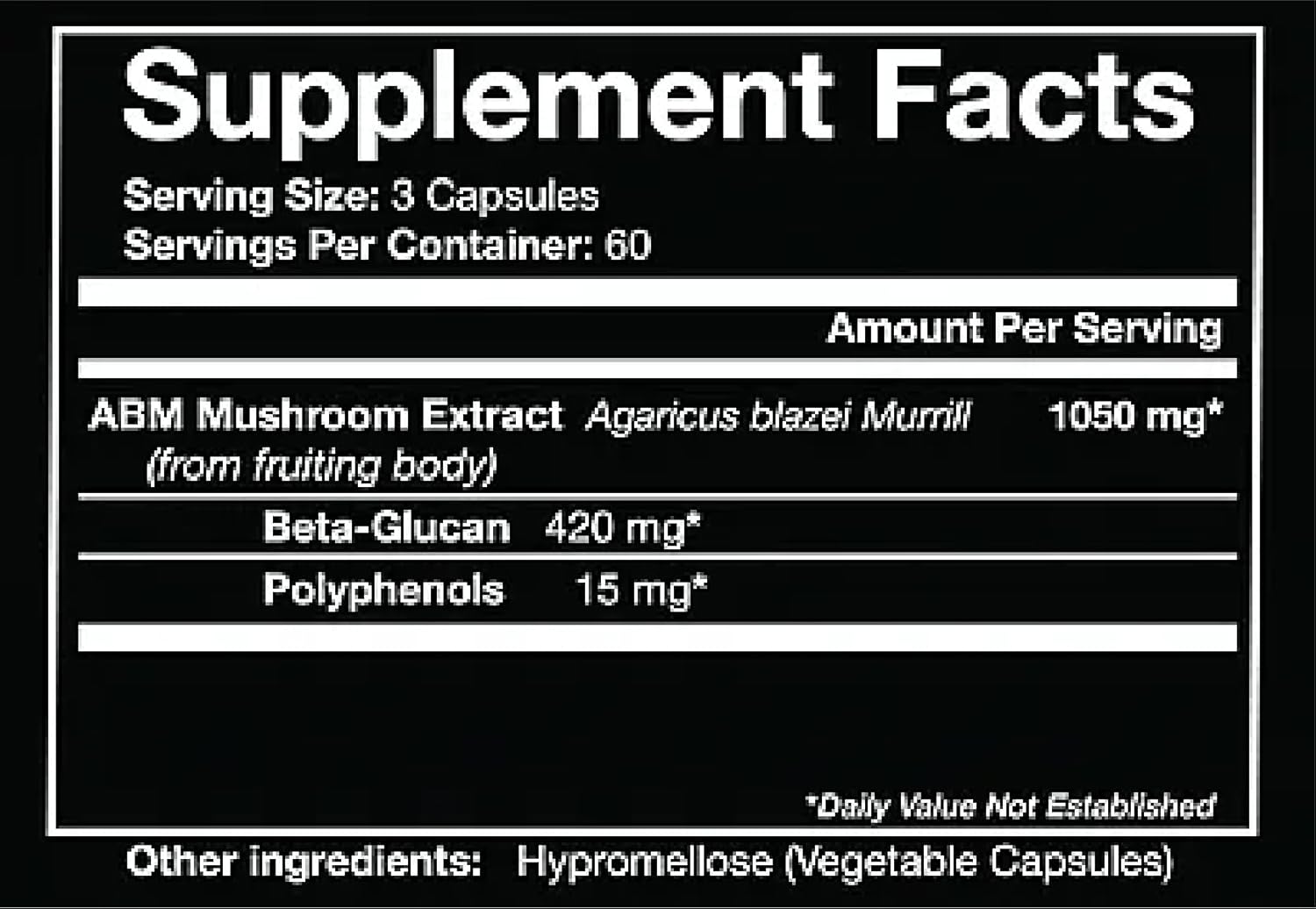 ORIVeDA ABM - Agaricus blazei Murrill Extract 180 v-Capsules for optimal support of the immune system, cholesterol levels and/or the respiratory system