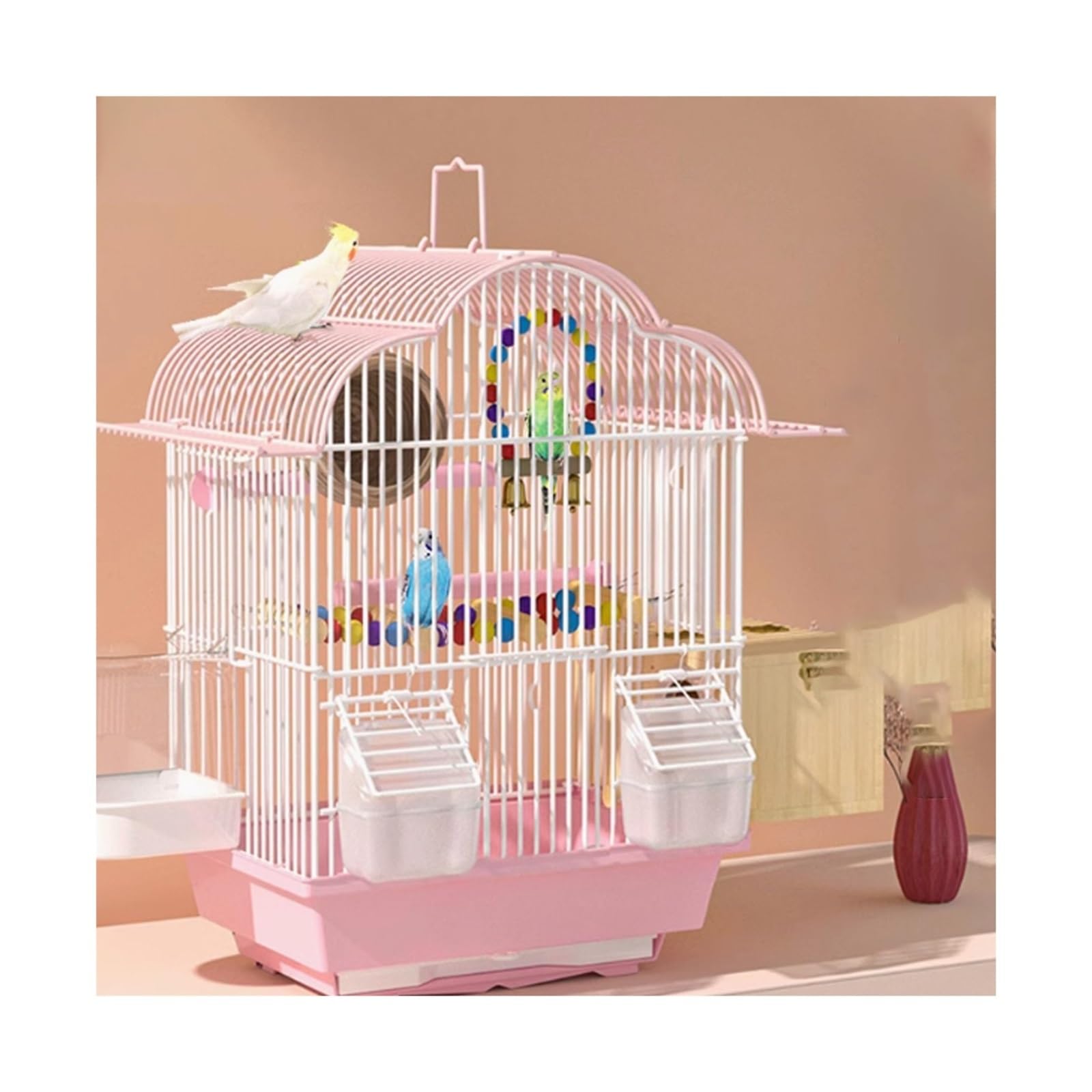 Klatka dla ptaków Klatka dla ptaków Papuga Mały ptak Specjalna klatka dla ptaków Dom Duża ekologiczna willa Dom dla zwierząt(Pink,Mały)