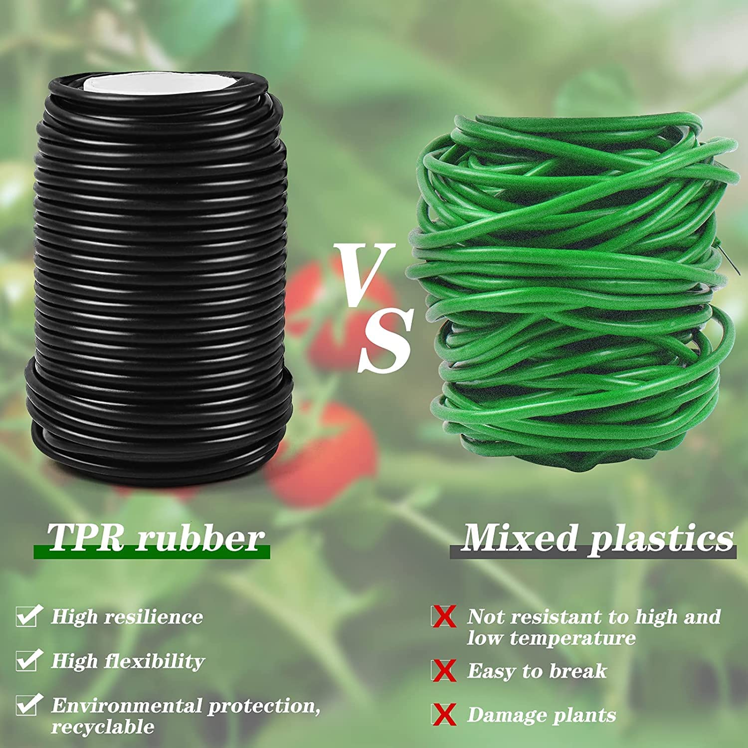 Decoroca Lot de 2 attaches flexibles pour plantes de jardin - 200 cm x 2 - Support noir pour soutenir et fixer des branches de plantation de jardin, des vignes et des tiges et organiser le fil de