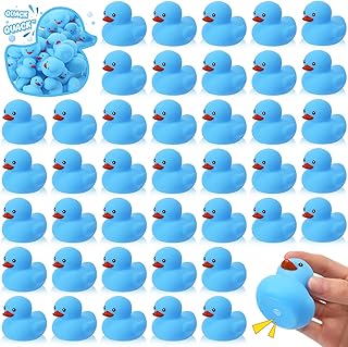 48 Pcs 2 Inch Mini Rubber Ducks for Kids Children Party Favors Bulk Bath Ducks Summer Pool Floating Toys Rubber Ducks Birthday Gifts for Boys Girls Baby Shower Supplies(Blue)