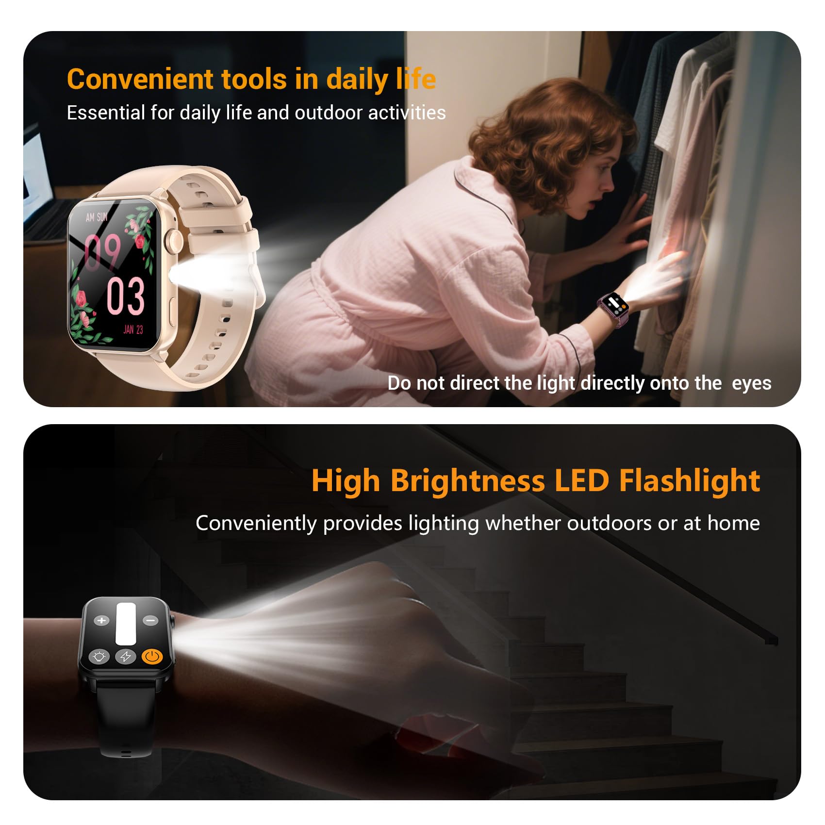 Smartwatch sportivo di alta qualità per attività all'aria aperta con illuminazione a LED, orologio fitness con monitoraggio dell'attività, touchscreen da 1,91 pollici, contapassi, e