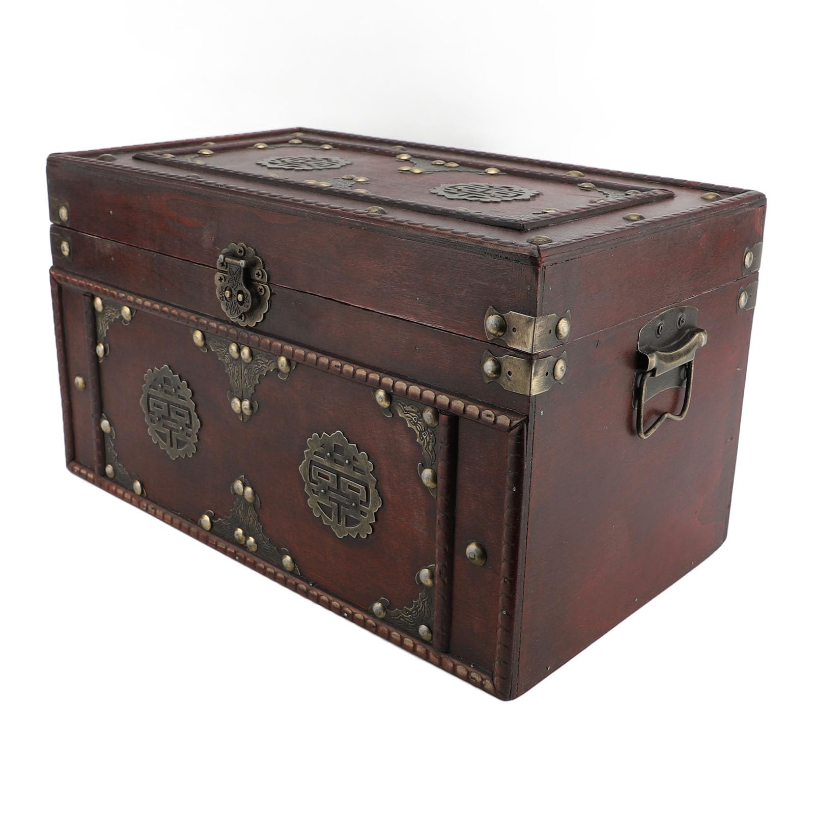 Yctze Drewniane Pudełko na biżuterię w Stylu Vintage, Organizer do Przechowywania w Stylu Retro, Dekoracyjny Pojemnik z ozdobną klamrą, Idealny do Dokumentów z Książkami o Wystroju Wnętrz