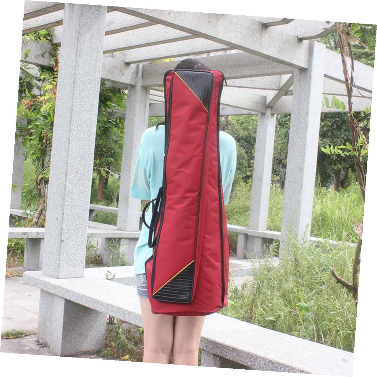 Kisangel Waterproof Thickened Oxford Cloth Trombone Storage Case, Portable Tenor Trombone Carry Bag with Red Protective Cover for Travel and Instrument Storage
