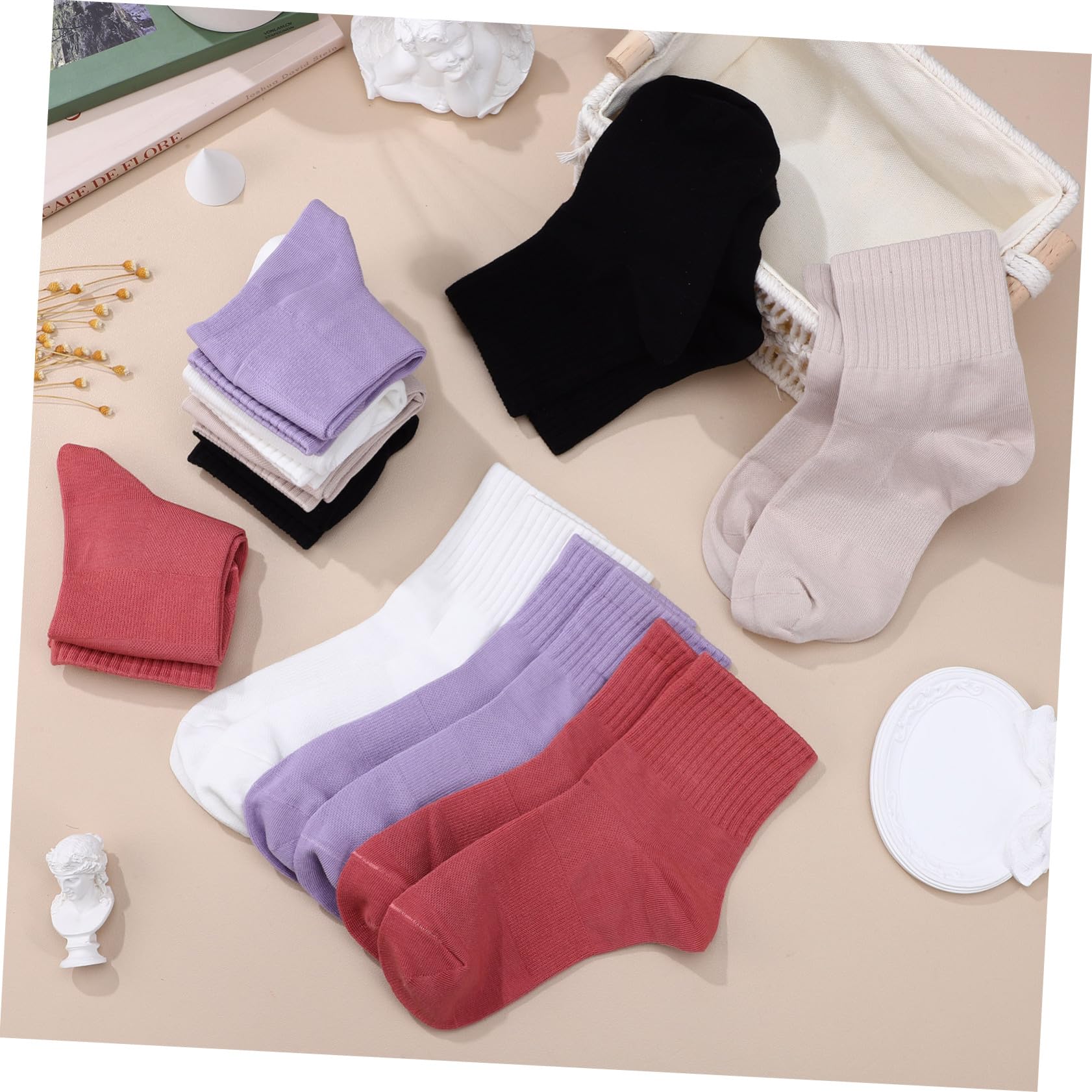 Beavorty Chaussettes Unisexe Adulte Décontractées en Coton 10 Paires Respirantes pour Femme Marche Fitness