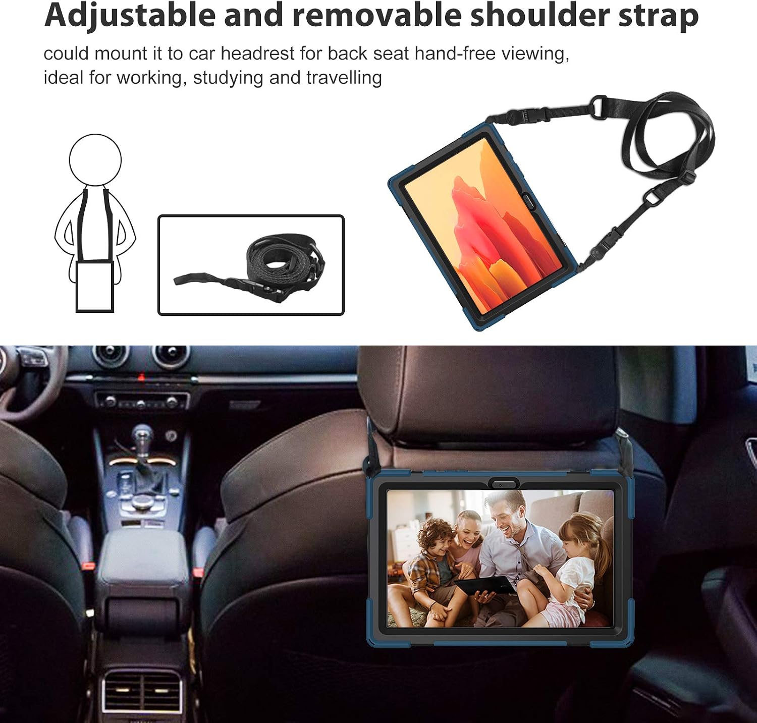 Crеаtіvе Prоduсt ProCase Galaxy Tab A7 10.4” 2020 Rugged Case (Model SM-T500/ T505/ T507), Heavy Duty Shockproof Case with Hand Strap Rotating Kickstand Protective Cover Case –Moroccoblue