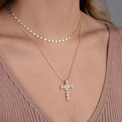 Miniatura 5 de Collar de cruz plateada y dorada para mujer, collar de cruz de plata para mujer, collar de cruz grande, collar de cruz, collar de plata y oro para