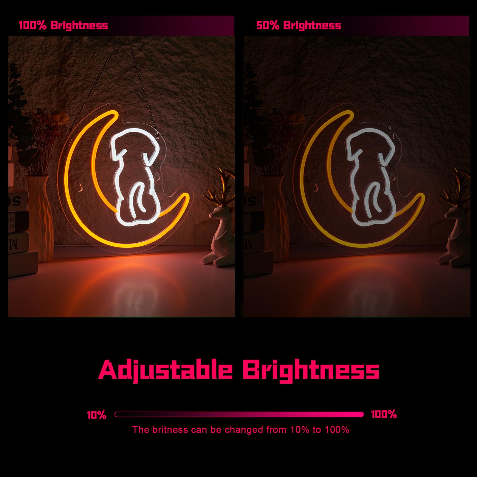 Insegne al neon per cani carini Luci al neon a LED per negozio di animali Decorazione da parete per camera da letto per bambini Decorazioni per feste di Natale per la casa
