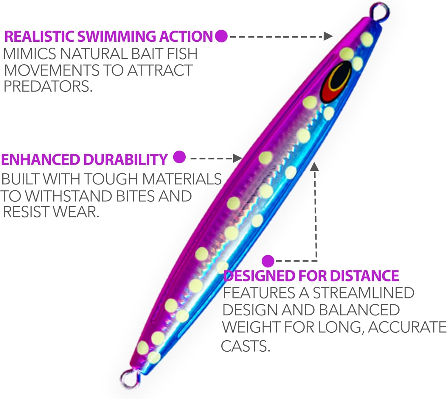 Sniper Knife Jig HD 350g, 3 Pcs, Pink Blue w/Zebra Glow Unrigged, for Vertical Saltwater Fishing, Ideal for Tuna, Grouper, Amberjack & Deep Sea Jigging