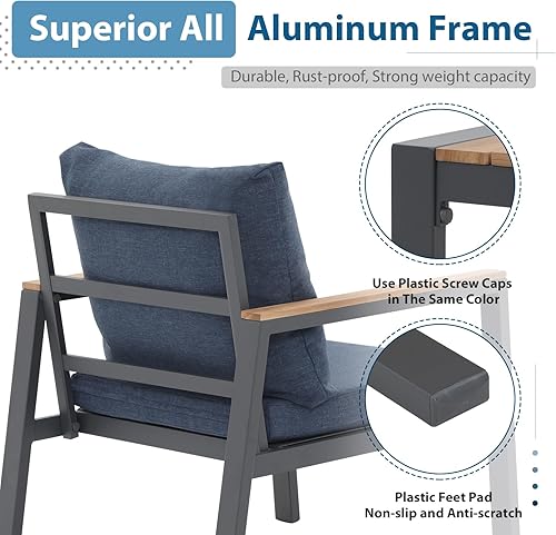 Miniatura 3 de JOIVI Juego de muebles de aluminio para patio al aire libre con mesa para fogatas de 45 pulgadas, juego de conversación de patio de 5 piezas con