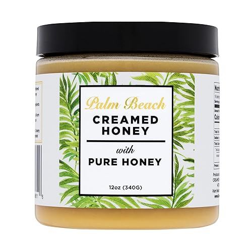 Palm Beach Creamed Honey, Miel natural batida de flores silvestres, miel pura cruda y sin filtrar, certificado Kosher, 12 onzas