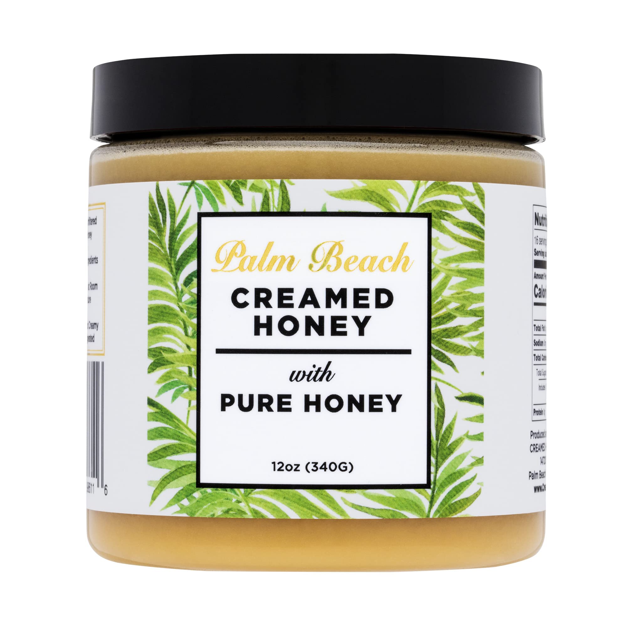 Palm Beach Creamed Honey, Whipped Natural Wildflower Honey, Small-Batch Raw and Unfiltered Pure Honey, Kosher Certified, 12 Ounces