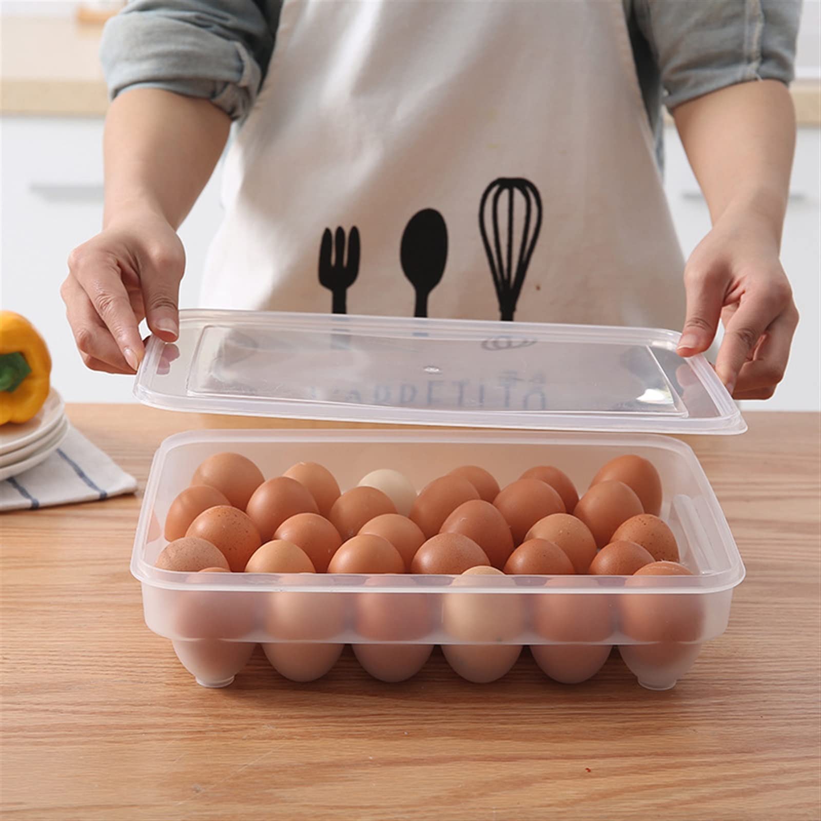 Cubo de Huevos para Nevera, Soporte de plástico para Nevera, Bandeja para congelador, Caja contenedora de Almacenamiento, Organizador de Huevos de Cocina (25,5)