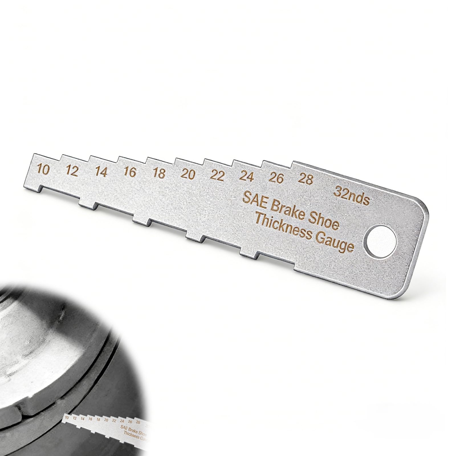 Zookpr Mini Tech Gauge 32nds Brake Pad Measuring Tool, Stainless Steel,4in