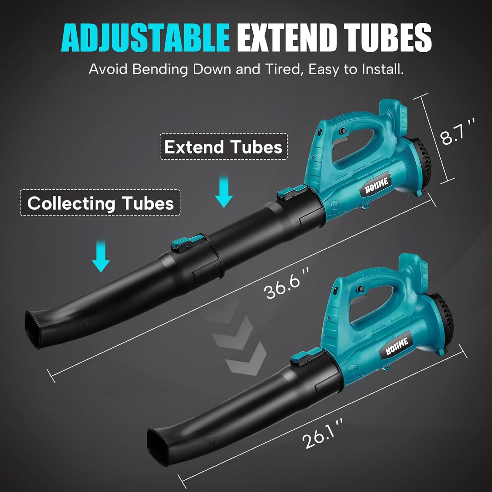 Soffiatore a batteria per batteria Makita da 18 V, soffiatore a batteria per pulizia all'aperto, lama per la cura del prato (velocità dell'aria 67 m/s, portata d'aria 5,8-12,2 m³/min, senza batterie e
