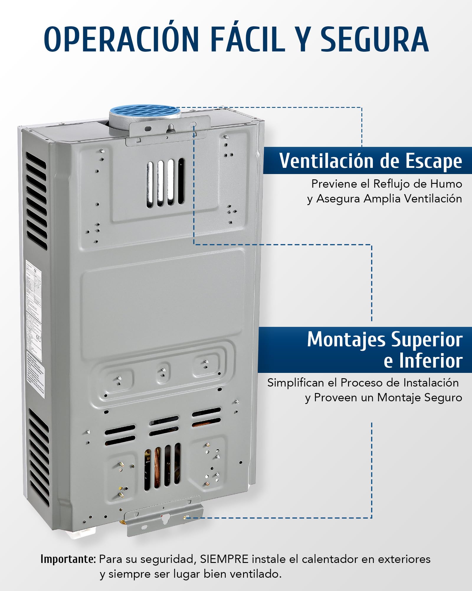 CO-Z 12 L/Min Calentador de Agua Butano, Calentador de Agua a Gas, Certificado CE, LPG Calentador Butano, Calentador de Gas Licuado de Petróleo sin Tanque (12 L/Min)